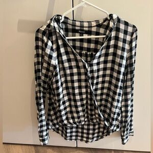 Madewell Black and White Checkered Top